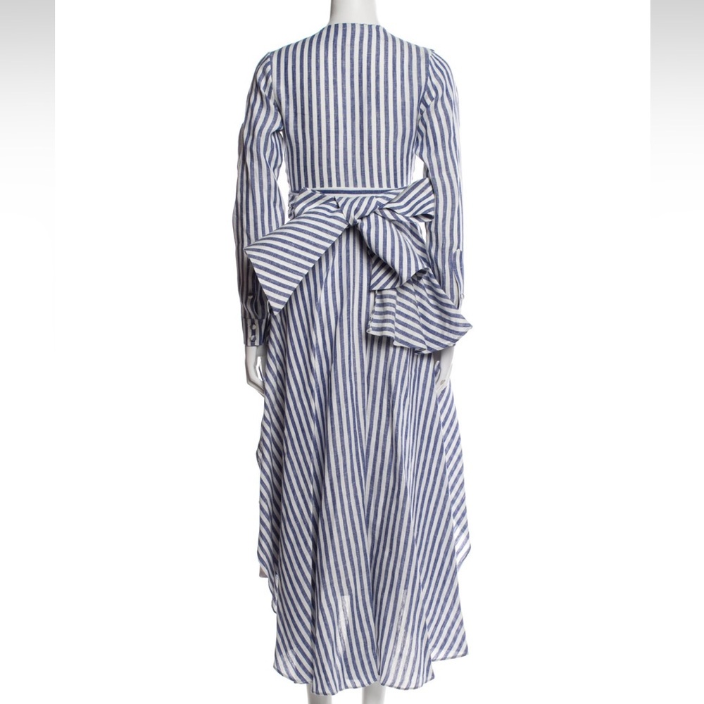 Johanna Ortiz Rio Grande Tunic Navy/white striped linen, large sash, 0, EUC - Picture 4 of 15
